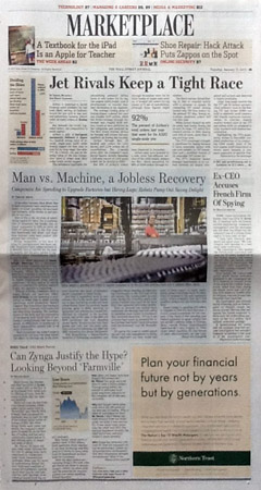 Wall Street Journal page B1, Jan. 17, 2012