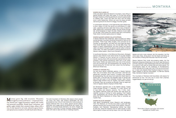 State of Montana Office of Tourism Glacier National Park advertisement - Backpacker magazine State of Montana Office of Tourism Glacier National Park advertisement - Backpacker magazine