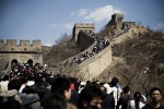 Tourists ascend the Great Wall at Badaling outside of Beijing, China.