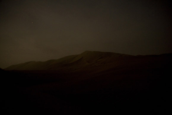 The dunes of the Gobi Desert at night near Dunhuang, Gansu, China.