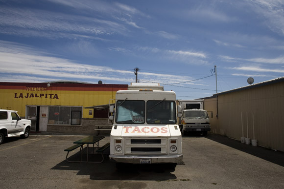 A taco truck in Pasco, Washington, USA.