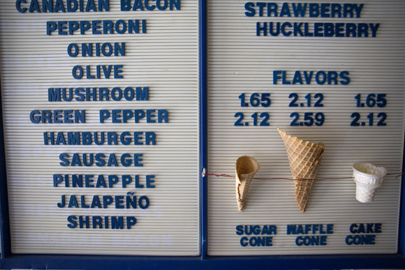 The menu of a small cafe in Wallace, Idaho, USA.