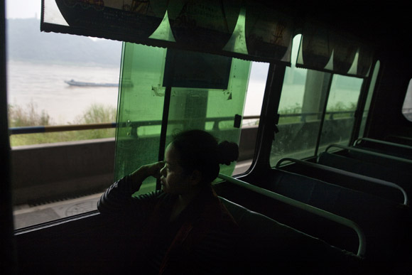Busses serve as the primary method of transportation for many people in Chongqing, China.